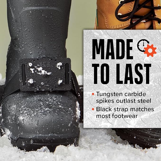 K1 Mid-Sole Ice Cleats for Men & Women - Rotatable Traction Aids For Winter Snow - High Profile - Black