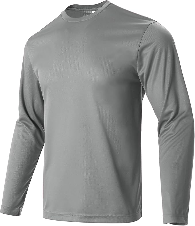 Mens Long Sleeve T-Shirts Casual Crew Neck Tee Shirt Summer Soft Running Swimming Cycling Fishing Tops