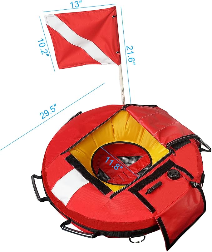 Luwint Hi-Vi Inflatable Dive Float Buoy and 5ft Surface Marker Buoy