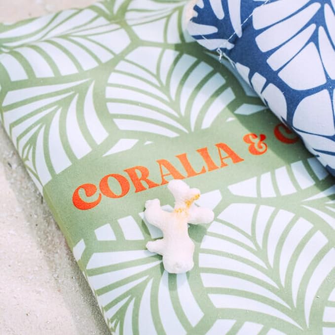 Coralia & Co. Large Microfiber Beach Towel - Quick Dry, Sand-Free, Lightweight with Convenient Storage Pouch (Mint Palm)