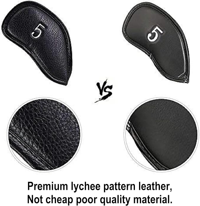 CRAFTSMAN GOLF 12pcs or 1pc Thick Synthetic Leather Golf Iron Head Covers Set Headcover Fit All Brands Callaway Ping Taylormade Cobra Etc. Also Custom Name
