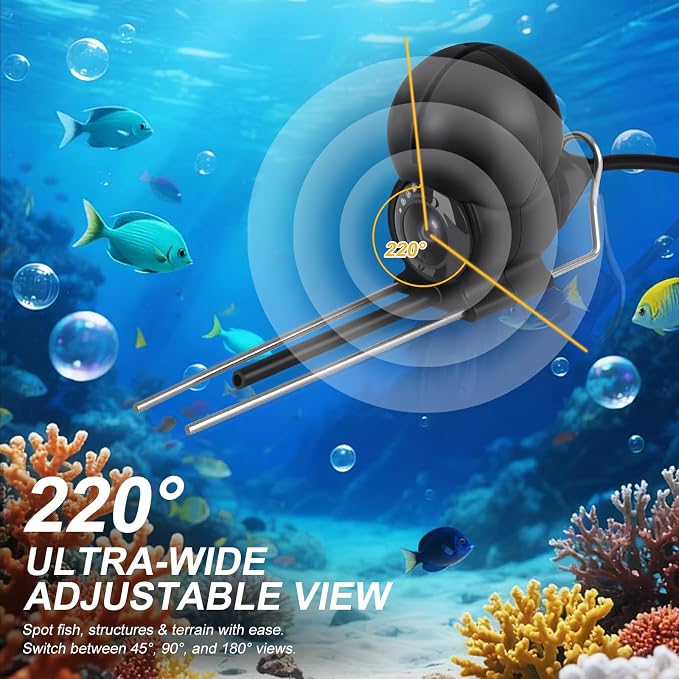Fishing Camera, 220° Ultra-Wide 1080P HD Underwater Fishing Camera with 4.3" LCD & IR Night Vision, 50ft Cable for Ice Lake Boat Kayak Fishing