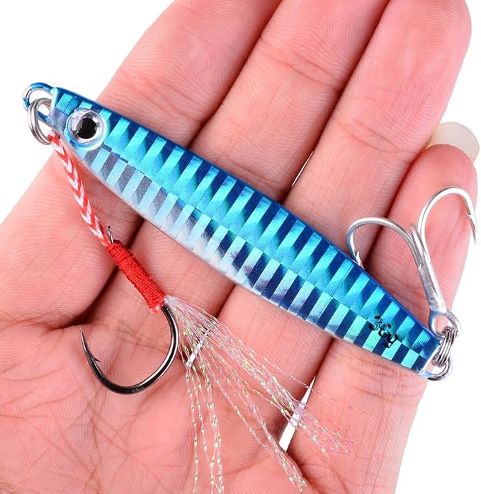 Aorace Jigging Lure Lead Fish Metal Jig Fishing Lure Paillette Knife Artificial Hard Bait Laser Body