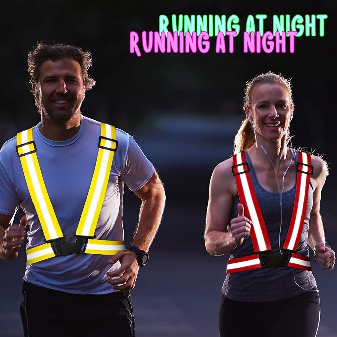 Macarrie 30 Pack Reflective Running Vest High Visibility Safety Vests, Lightweight Adjustable Elastic Reflective Gear for Night Running Jogging Cycling Walking Hiking Dog Walking Men Women Bulk Pack