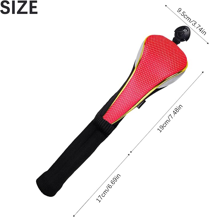 Andux 3Pcs/Set Long Neck Gold Golf Hybrids Club Head Covers with Dial No. Tag MT/HY14