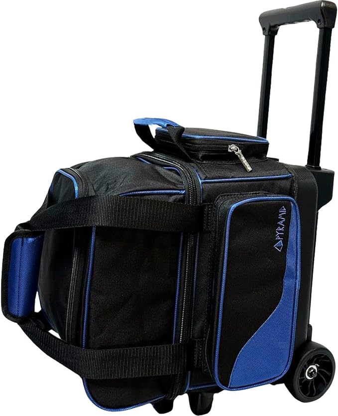 Pyramid Path Pro Deluxe Single Roller Bowling Bag With Separate Shoe Compartment (Up To US Mens Size 11), 2 Large Accessory Pockets, Padded Foam Ball Insert, Lifting Handles and Locking Square Handle