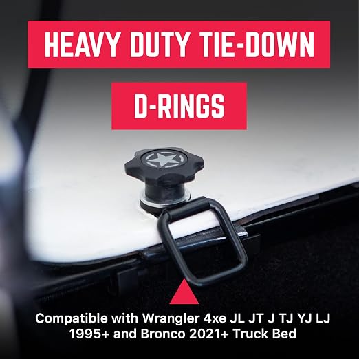 Tie Down D Ring Set, Easy-to-Install Truck Tie Downs, Compatible with Cargo Cover Mounts, Heavy-Duty Jeep Wrangler Accessories for Pickups, Trailers, Truck, Trailer, Camper, Boat & More, 6 Pack - GPCA