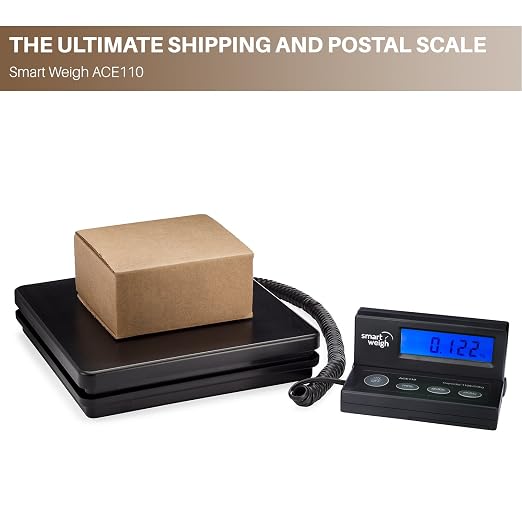 Smart Weigh Digital Postal Shipping Scale, 110lb/50kg to 0.1oz/2g Precision, Hold Function, Separate Wall-Mount Screen, AC Adapter & Batteries Included