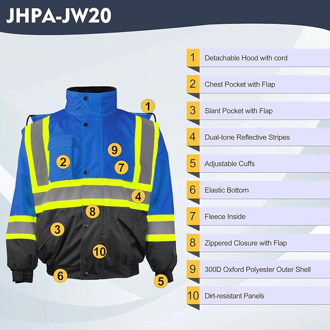 High Visibility Winter Safety Jackets for Men Waterproof-Warm Reflective Jackets Fleece Lining for Work Construction