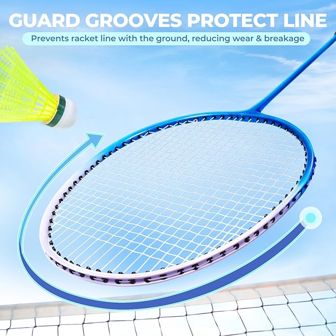 HIRALIY Badminton Rackets Set for Backyards, Badminton Set, Includ 2/4 Rackets, 6/12 Birdies, 1 Carrying Bag, Outdoor Game for Adult Family Beginner