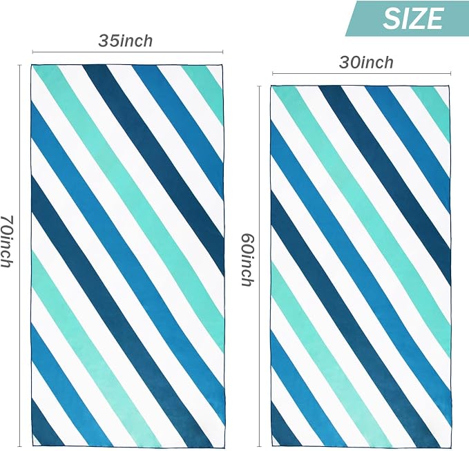 Whale Flotilla 4 Pack Large Quick Dry Beach Towel (30"x60"), Microfiber Sand-Free Beach Towel Set, Super Absorbent Compact Pool Travel Accessories, Purple/Navy/Aqua/Pink