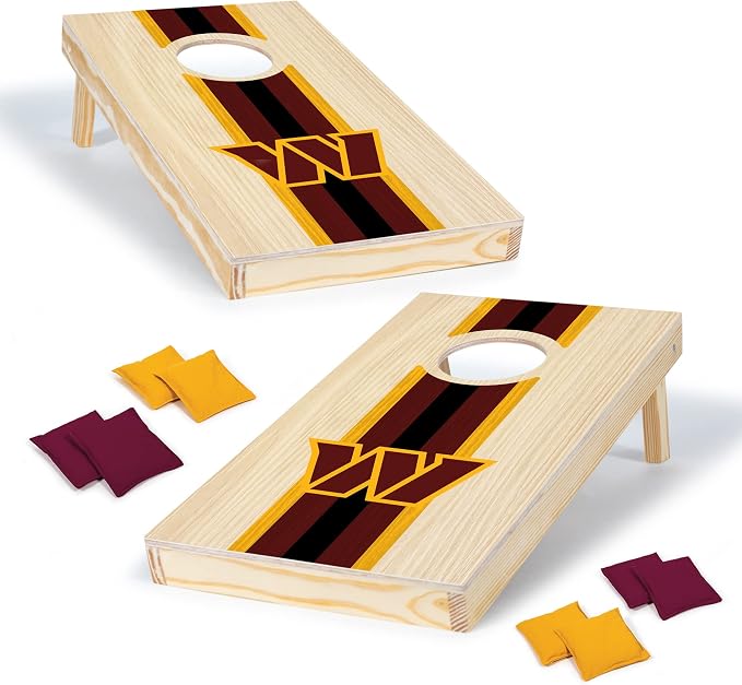NFL Football Portable Size 1' x 2' Solid Wood Cornhole Set with Direct Print HD Team Graphics – Travel Size
