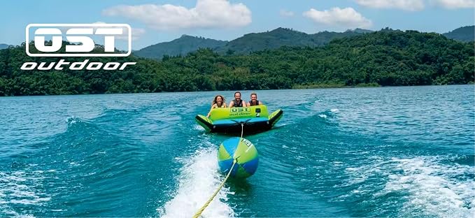 Towable Tube Ball with Tow Rope, Inflatable Tow Rope Float for Water Sports, Reduce Spray & Drag, Improves Tow Rope Visibility, 60 ft Rope with 4,100 lb Break Strength
