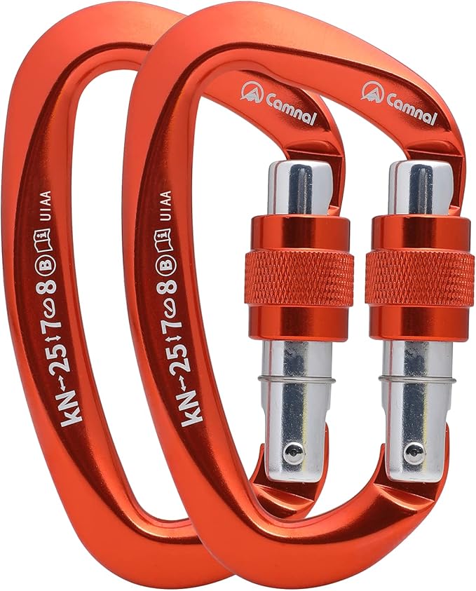 Heavy Duty Carabiner UIAA Certified Locking Carabiner 25KN (About 5620 lbs) Screw Lock Carabiner D Shape Carabiner Clip for Rock Climbing, Mountaineer, Aerial Work