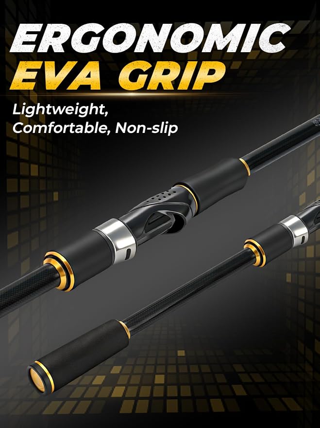 Jenseits 7FT Fishing Rod，Telescopic & 4-Piece Fishing Pole, Spin & Cast | 24T Carbon Fiber, Comfortable EVA Handle, Ceramic Guides, Bass, Trout, Catfish, Freshwater & Inshore，Fishing Gift for Men