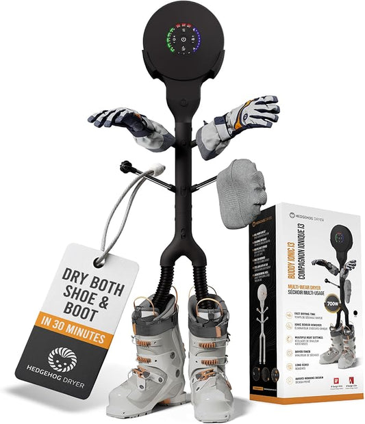 Hedgehog Buddy XL Heavy Boot Dryer for Work Boots and Shoe Deodorizer –Rapid 3 Pair electric Boxing Glove dryer, Sneakers, cleat & Shoe Dryer, Wall-Mounted Warmer Adjustable Heat Portable Ski Dryer