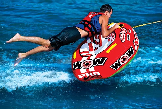 Wow Sports World of Watersports Ace Racing Boat Tube 1 Person Inflatable Towable Tube for Boating, 15-1120