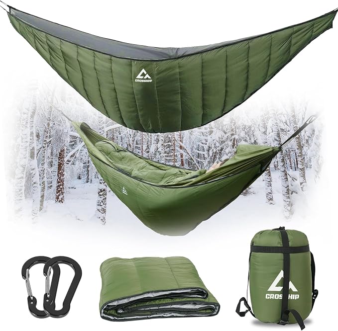 Hammock Underquilt for Camping - Full Length Orange Lightweight Warm Quilt for 3-4 Seasons (41-68°F) - Soft & Durable for Hiking, Backpacking, Beach, Travel - Holds Up to 500lbs