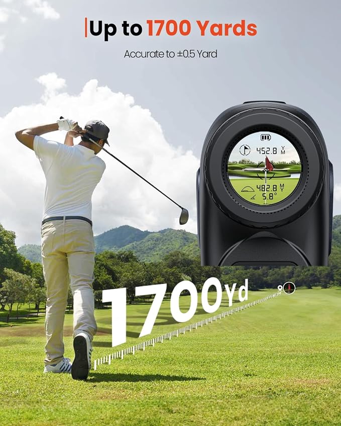 Bestsee Golf Rangefinder with Slope -1700 Yards Laser Range Finder Golf for Hunter, High-Precision Flag Pole Locking Vibration, 7X Magnification, USB-C Rechargeable Rangefinders Magnet Strip