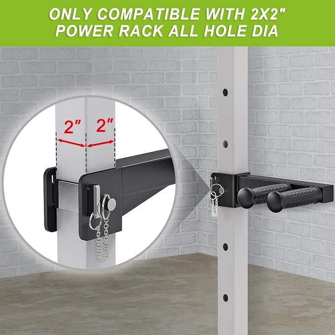 Nordic Hamstring Curl Attachment, Dip Bar, Belt Squat & Safety Spotter Arms for 2"x2" & 3"x3" Power Racks, Home Gym Strength Training Accessories