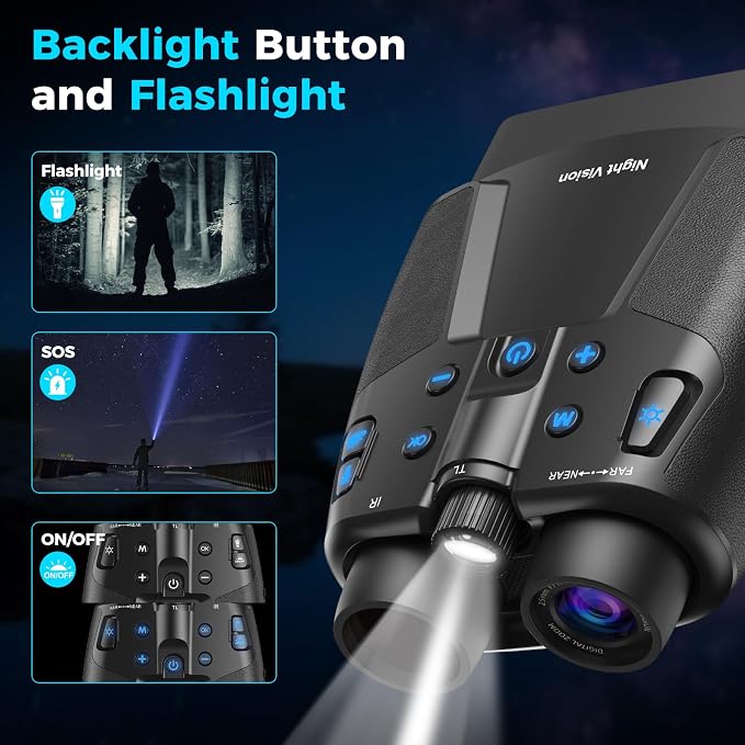 Night Vision Goggles, 4K Night Vision Binoculars with 3.99" HD Screen, 10000mAh Rechargeable, 64GB Card Included for Wildlife Observation & Surveillance