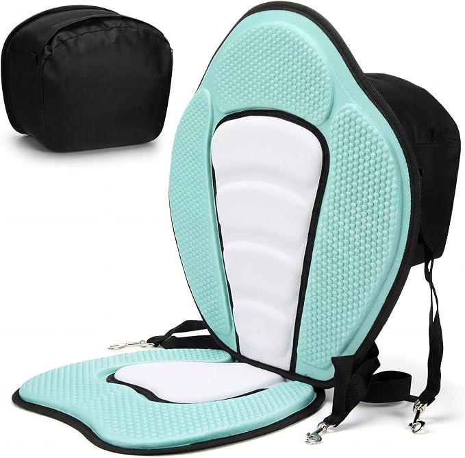 Vinsot Kayak Seat Cushion Universal Paddle Board Seat with Back Support Adjustable Non Slip Boat Chair Seats with 4 Straps and Storage Bag for Kayak Boat Sup Canoe