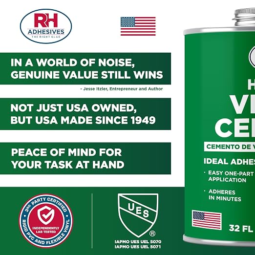 HH-66 Vinyl Cement 32 oz - Vinyl Adhesive, Cement Glue, Industrial Contact Cement for PVC & Vinyl Repair - Waterproof Flexible Vinyl Glue for Tarps, Pool Liners, Inflatables & Marine – RH Adhesives