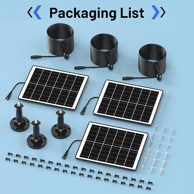 5W Solar Panel Charger Compatible with Arlo Pro 5S/Pro 4/Pro 3/Ultra/Ultra 2/Go 2 Camera, Solar Panels Charging with 13.1ft Waterproof Charging Cable,360° Adjustable Wall Mount, 3 Pack