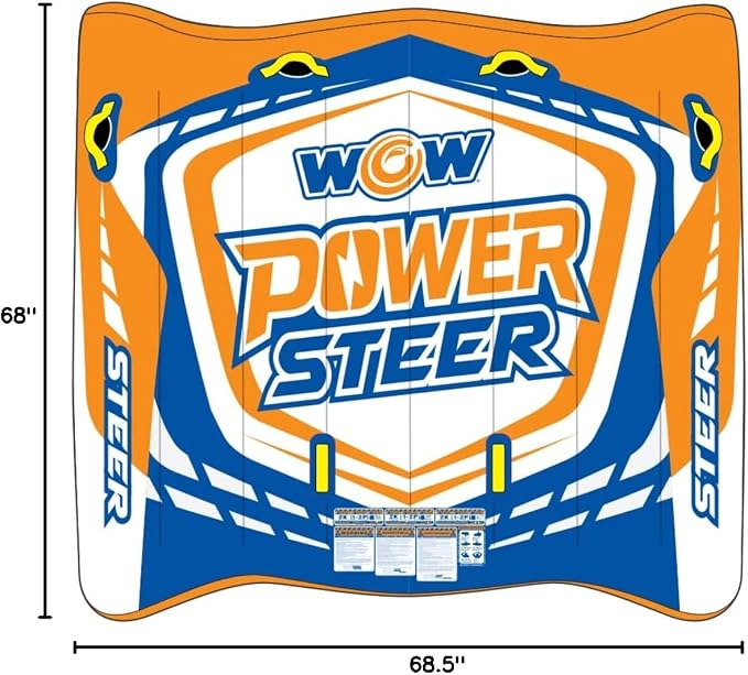 WOW Sports Power Steer Towable Tube - 1-2 Person - 340 lb Capacity - Steerable - For Boating - Youth & Adults