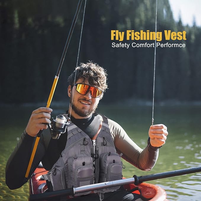 Lixada Fly Fishing Vest Fishing Jacket Breathable Polyester Mesh Design Fishing Vest