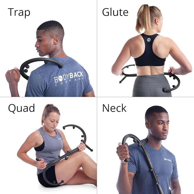 Body Back Buddy Elite FSA Eligible Trigger Point Massage Tool, Neck and Back Massager Handheld, Manual Self Massager, Massage Cane, Muscle Knot Remover with Instructions, 2-Pack Bundle (Black)