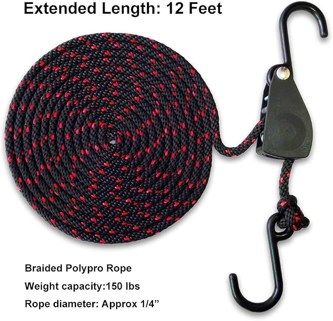LE KAPMOZ Kayak Tie Down Straps Canoe Bow and Stern Heavy Duty Cargo Ratchet Pulley Rope Hanger