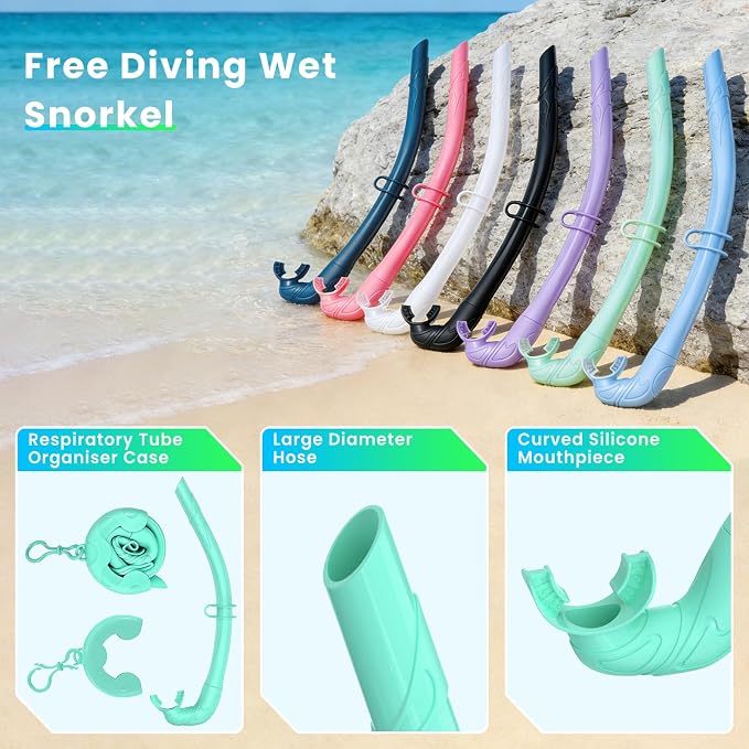 Snorkeling Gear for Adults, Snorkel Set Adult, Scuba Diving Mask, Panoramic View Anti-Leak Anti-Fog Dive Swimming Goggles Tempered Glass Panoramic Wide View Travel Portable Foldable