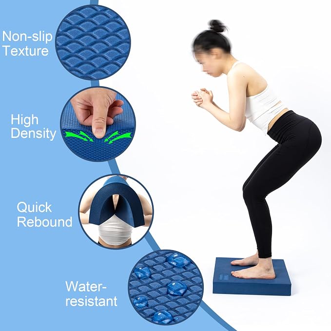 StrongTek Balance & Stability Kit – Wooden Rocker Balance Board + Extra Wide Foam Balance Pad for Physical Therapy, Fitness, and Core Training