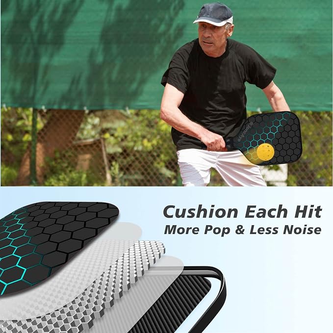 JoncAye Pickleball Paddles Set of 4 or 2, USAPA Approved Fiberglass Rackets with Outdoor Indoor Balls, Bag, Overgrip, Lightweight for Family, Professional Equipment for Beginners Intermediate