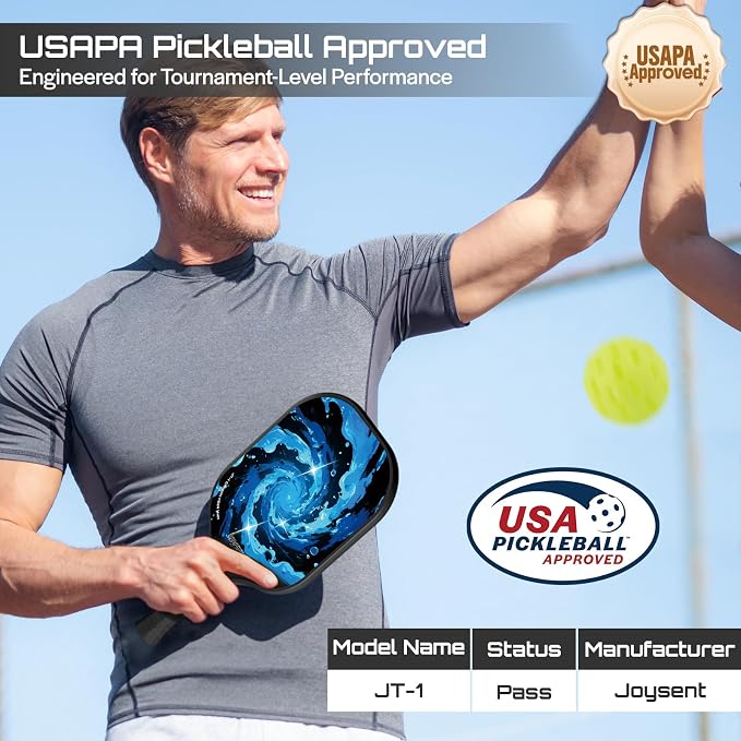 Pickleball Paddles Set, USAPA Approved Carbon Fiber Pickleball Set of 2 with Beginner Pickleball Rackets, Indoor Outdoor Pickle Balls for Adults Men Women, JT-1