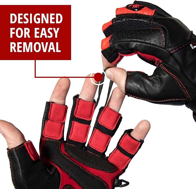 Weightlifting Gloves for Gym Fitness Crossfit Bodybuilding - Workout Gloves for Men & Women - Dominator Leather Crossfit Cross Training Gloves Wrist Strap Wrap - Best Weight Lifting Gloves with Wrist Support for Heavy Lifting - 1 Year Replacement Warranty
