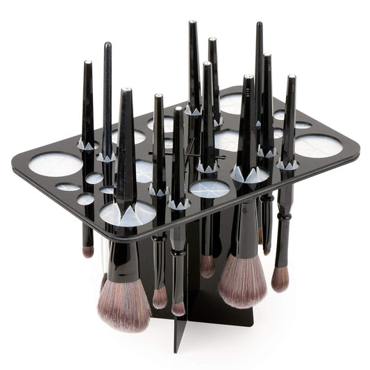 Acrylic Makeup Brushes Drying Rack, Brushes Dryer, Collapsible Holder Stand Tree Tray Support Display for Makeup Artist Nail Brushes Paintbrushes Makeup Lovers, 28 Slot, Black, Unisex