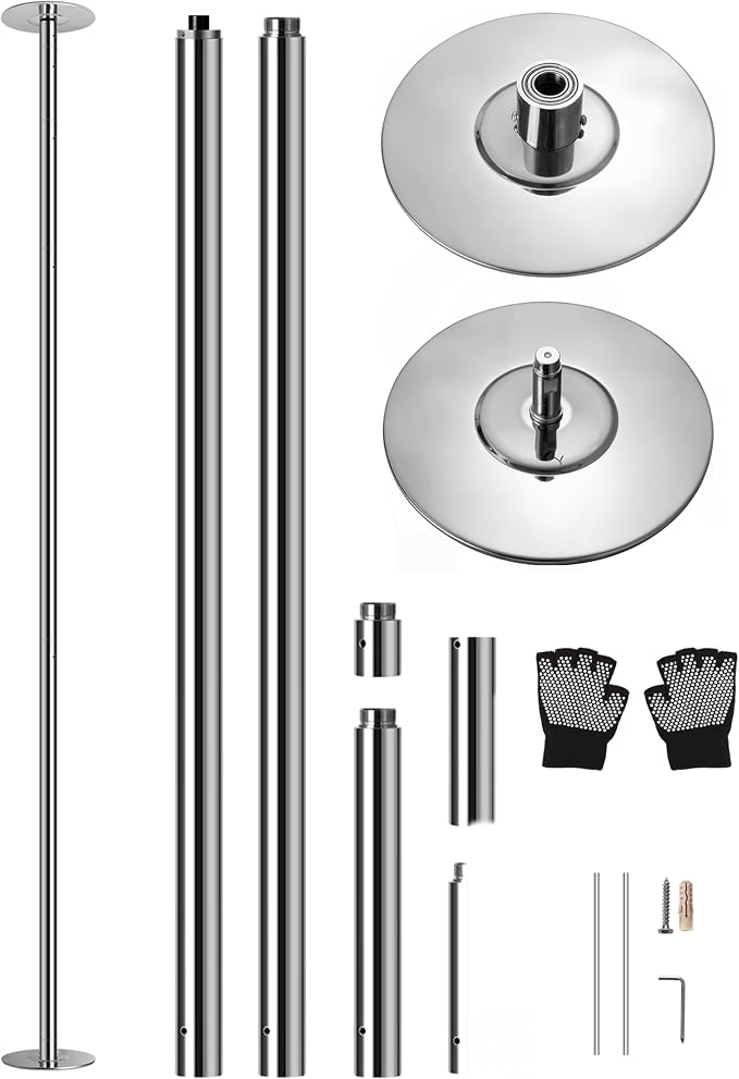 SereneLife Professional Spinning Dance Pole, 45mm Portable Exercise Pole for Fitness – Durable Steel Build, Anti-Rust Finish, Suitable for Home, Club, Gym, Party, Pub