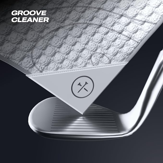 Blue Tees Golf Premium Magnetic Towel - Super Strong Magnet - Microfiber Waffle Design - Silicone Brush - Groove Cleaner - Bag Buckle