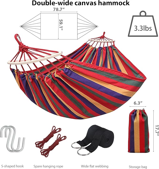 Portable Camping Hammock Lightweight Fabric Hammock for Backpacking, Beach, Patio, Backyard, Outdoor (Red)