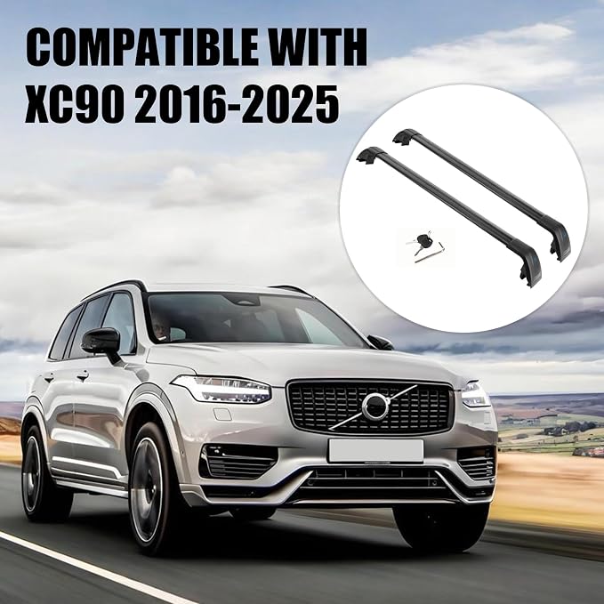 Psler Heavy Duty Roof Racks Cross Bars Compitable with Volvo XC90 2018 2019 2020 2021 2022 2023 2024 2025 with Metal Anti-Theft Lock, Aluminum Roof Rails Crossbars Anti-Theft Non-Corrosion