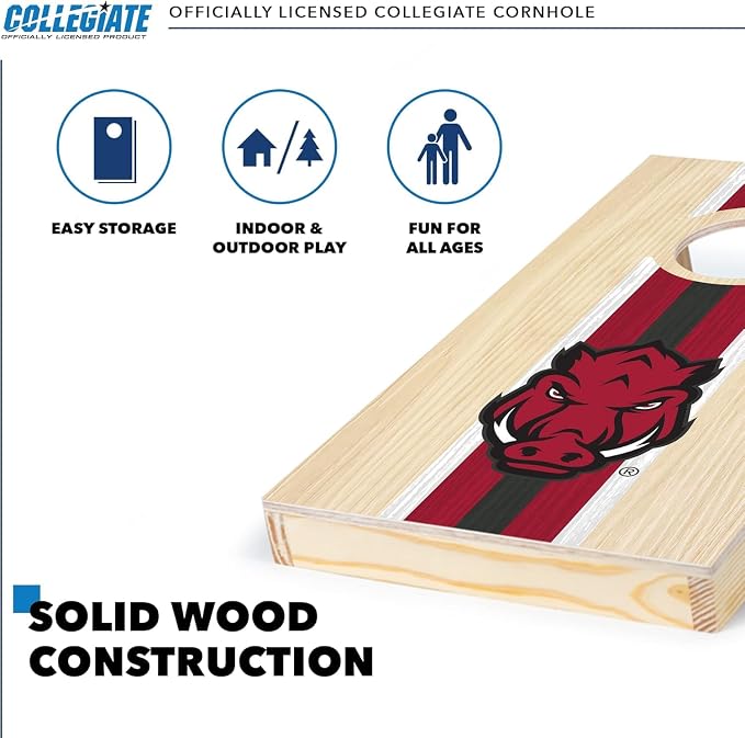 Wild Sports College Portable Size 1' x 2' Solid Wood Cornhole Set with Direct Print HD Team Graphics – Travel Size