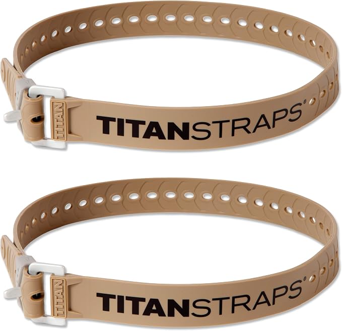 Titan Industrial Straps – Safety Strap Set to Secure Splits, Cargo Bikes, Garden Hoses, Wood Working Projects – 70 lb. Working Load, 30" Length, 2-Pack Coyote Tan
