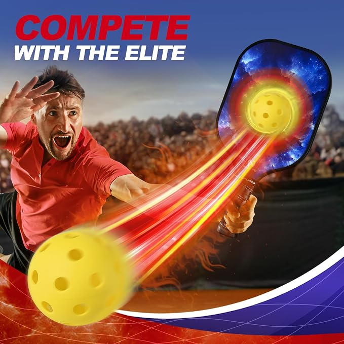 niupipo Pickleball Paddles Set of 2 or 4, USAPA Approved Fiberglass Pickleball Paddle Set with Balls and Bag, Polypropylene Honeycomb Core, Lightweight Pickleball Paddles for Beginners Men Women