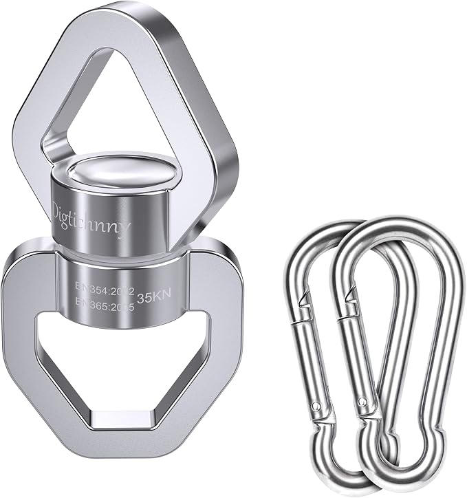 Swivel Hook for Swing, Safety Swing Swivel with 2 Carabiners, Rotational Device Swing Spinner for Web Tree Tire Rope Swing, Aerial Dance, Children’s Swing