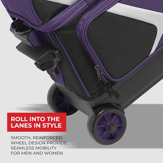 BSI Dash Roller Bowling Bag with Smooth Rolling Wheels, Padded Ball Compartment, Retractable Locking Handle, & Shoe Pocket