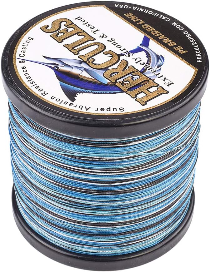 HERCULES Cost-Effective Super Cast 8 Strands Braided Fishing Line 10LB to 300LB Test for Salt-Water,109/328/547/1094 Yards(100M/300M/500M/1000M),Diam.#0.12MM-1.2MM,Hi-Grade Performance,Variety Colors