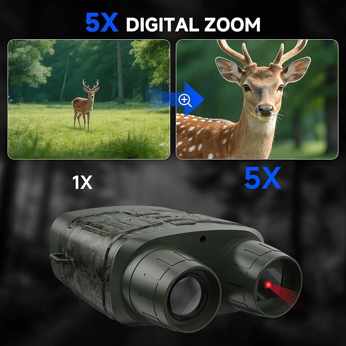 Night Vision Goggles for Adults, 4K Infrared Night Vision Binoculars with Rechargeable Battery and Anti-Shake Motion Detection for Camping, Camo