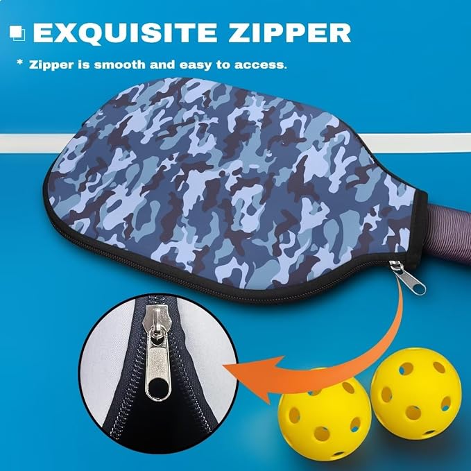 Pickleball Paddle Covers, Fits Standard Pickleball Racquets, Durable Zippered Paddle Cover Universal 8.6 x 11.4Inch